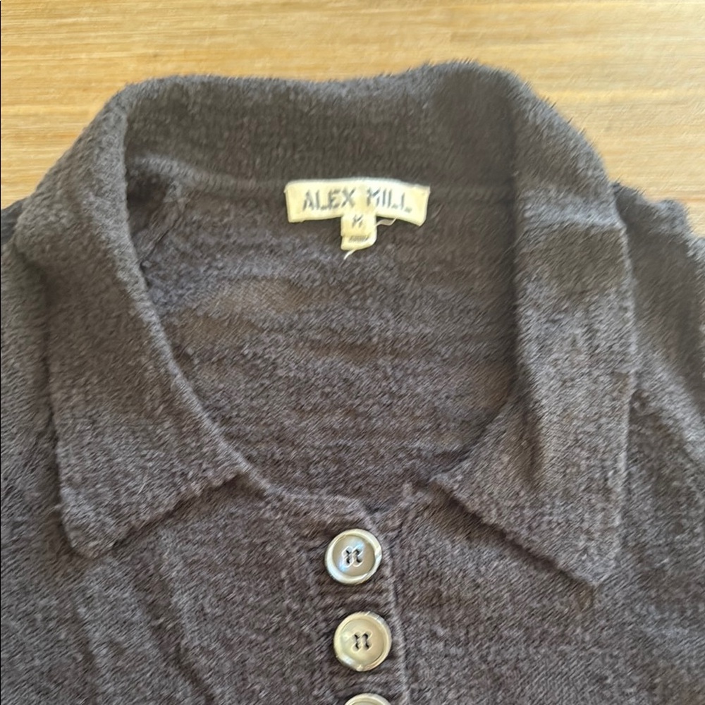 Alex Mill Charcoal Button-Up Polo - Picture 2 of 6